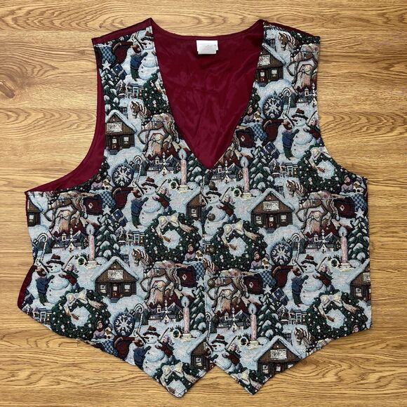 Bobbie Brooks Jackets & Blazers - Vintage Bobbie Brooks Christmas Vest Women 2X 22/24 Tapestry Snowman 90s